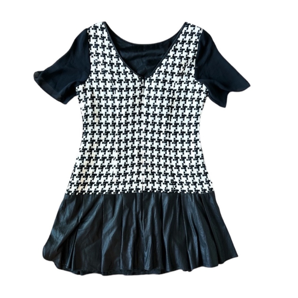 Bcbg Generation Houndstooth Mini Ruffle Dress Siz… - image 4